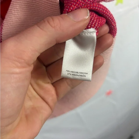 Ann Taylor Pink Red Purple Plaid Short Sleeve Sweater Top - Picture 9 of 14